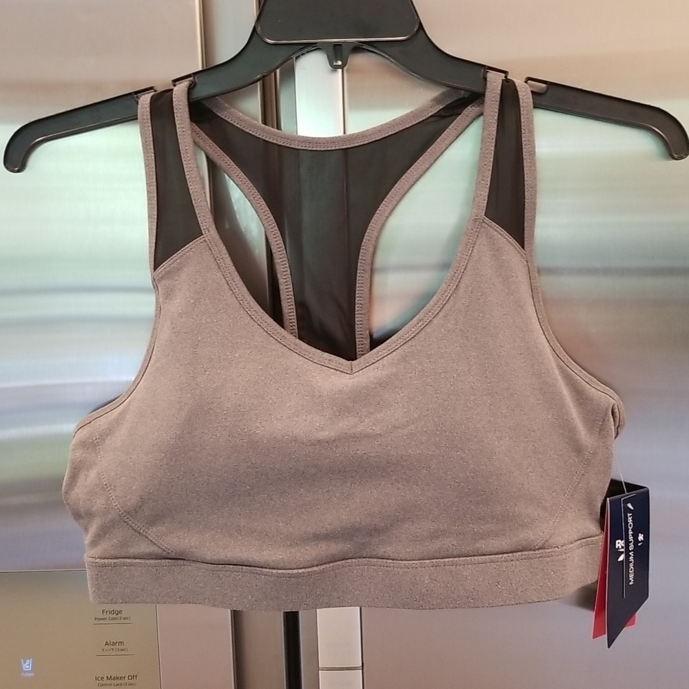 💕REEBOK💕 Padded Mesh Sports Bra Gray XL NWT